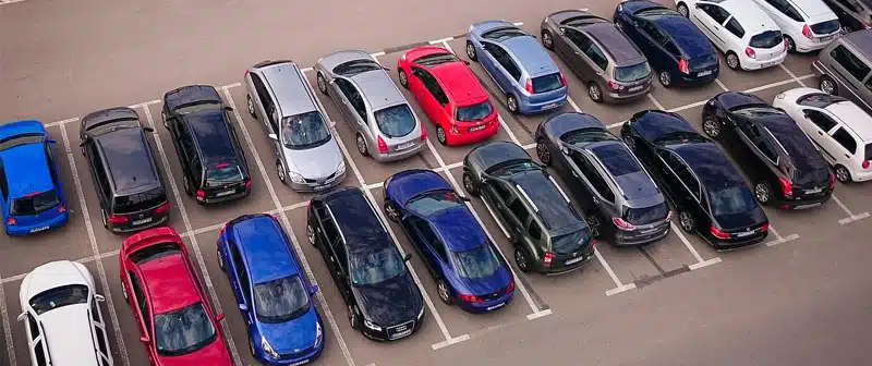 car rentals in a parking lot